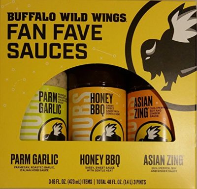 Buffalo Wild Wings Fan Fave Sauces – Parmesan Garlic, Honey BBQ, Asian Zing (3 – 16 oz Bottles Total