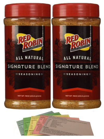 Red Robin Seasoning Salt 16oz Signature Blend with 5 Recipes (2 Pack)