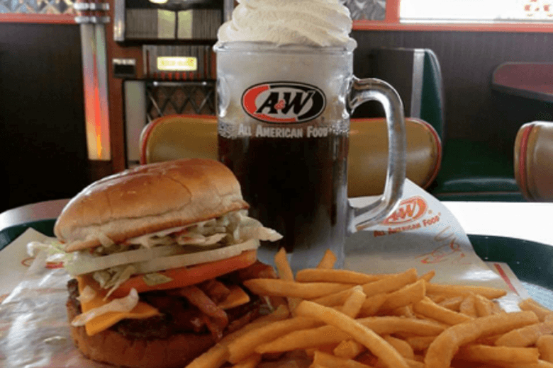 Food at A&W Restaurant Back of the Menu